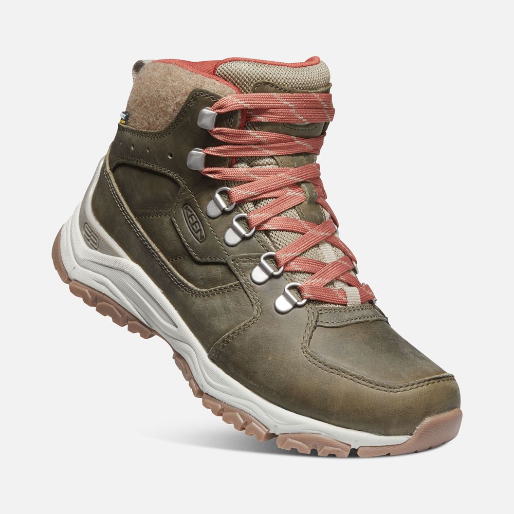 Bottes de Randonnée Keen Femme Vert Olive | Innate Cuir Waterproof | GLZFU-5874